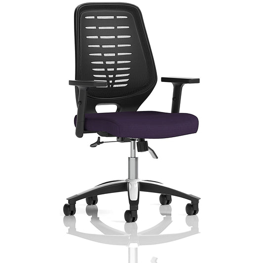 Relay Black Mesh Back Task Operator Chair, Height Adjustable Arms, Tansy Purple Easy2Order : KCUP2072