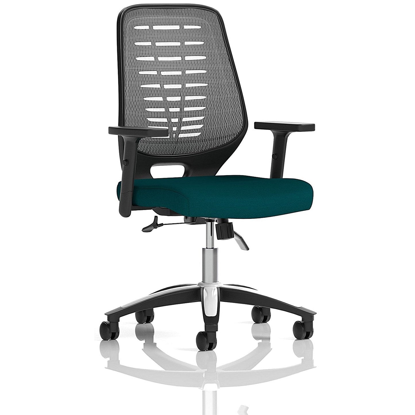 Relay Silver Mesh Back Task Operator Chair, Height Adjustable Arms, Maringa Teal Easy2Order : KCUP2079