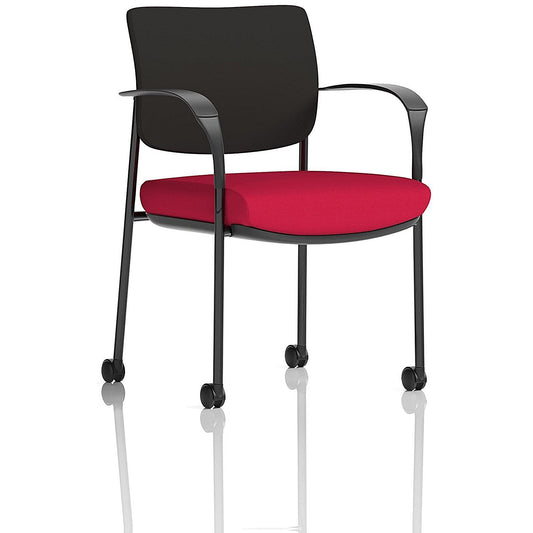 Brunswick Deluxe Visitors Chair, Black Frame, Black Back, With Arms & Castors, Bergamot Cherry Easy2Order : KCUP2089