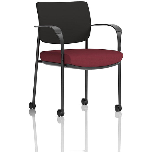 Brunswick Deluxe Visitors Chair, Black Frame, Black Back, With Arms and Castors, Ginseng Chilli Easy2Order : KCUP2090
