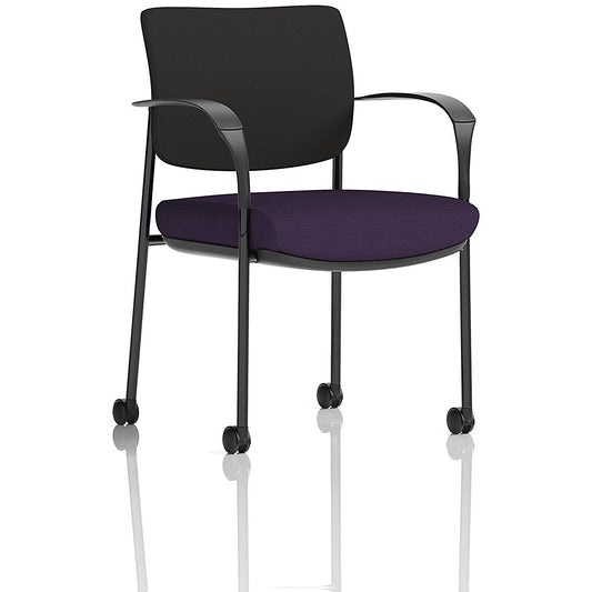 Brunswick Deluxe Visitors Chair, Black Frame, Black Back, With Arms and Castors, Tansy Purple Easy2Order : KCUP2096