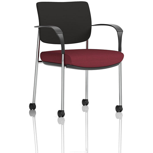 Brunswick Deluxe Visitors Chair, Chrome Frame, Black Back, Arms and Castors, Ginseng Chilli Easy2Order : KCUP2098