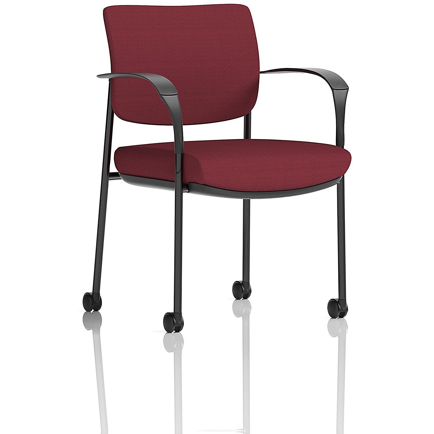 Brunswick Deluxe Visitors Chair, Black Frame, With Arms and Castors, Ginseng Chilli Easy2Order : KCUP2106