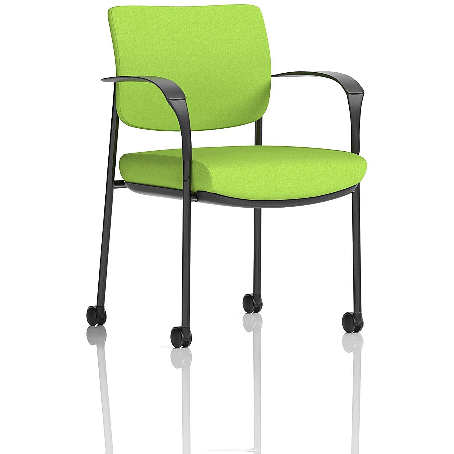 Brunswick Deluxe Visitors Chair, Black Frame, With Arms and Castors, Myrrh Green Easy2Order : KCUP2108