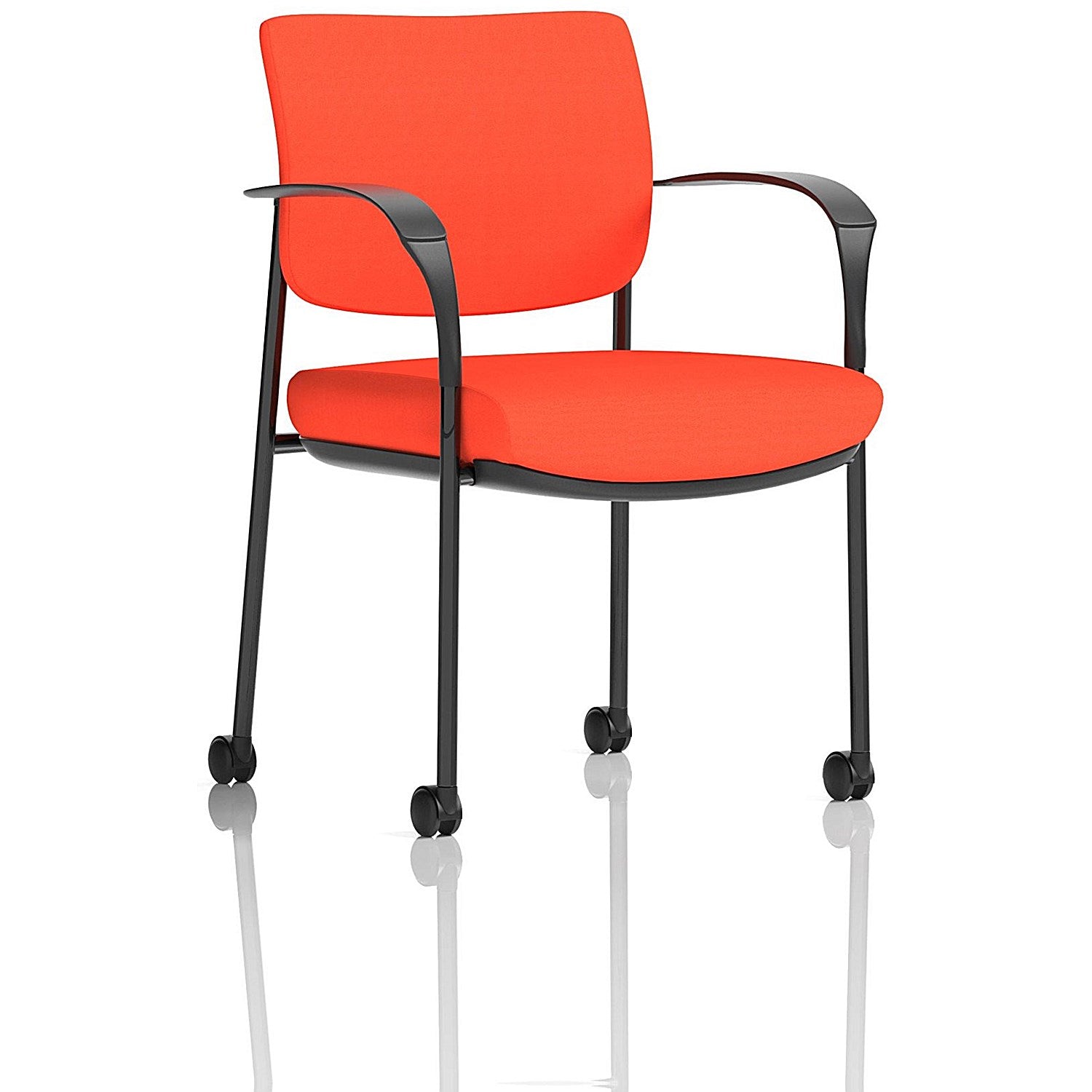 Brunswick Deluxe Visitors Chair, Black Frame, With Arms and Castors, Tabasco Orange Easy2Order : KCUP2111