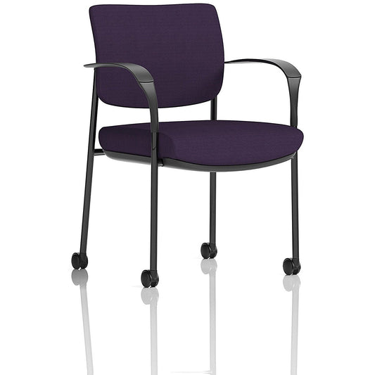 Brunswick Deluxe Visitors Chair, Black Frame, With Arms and Castors, Tansy Purple Easy2Order : KCUP2112
