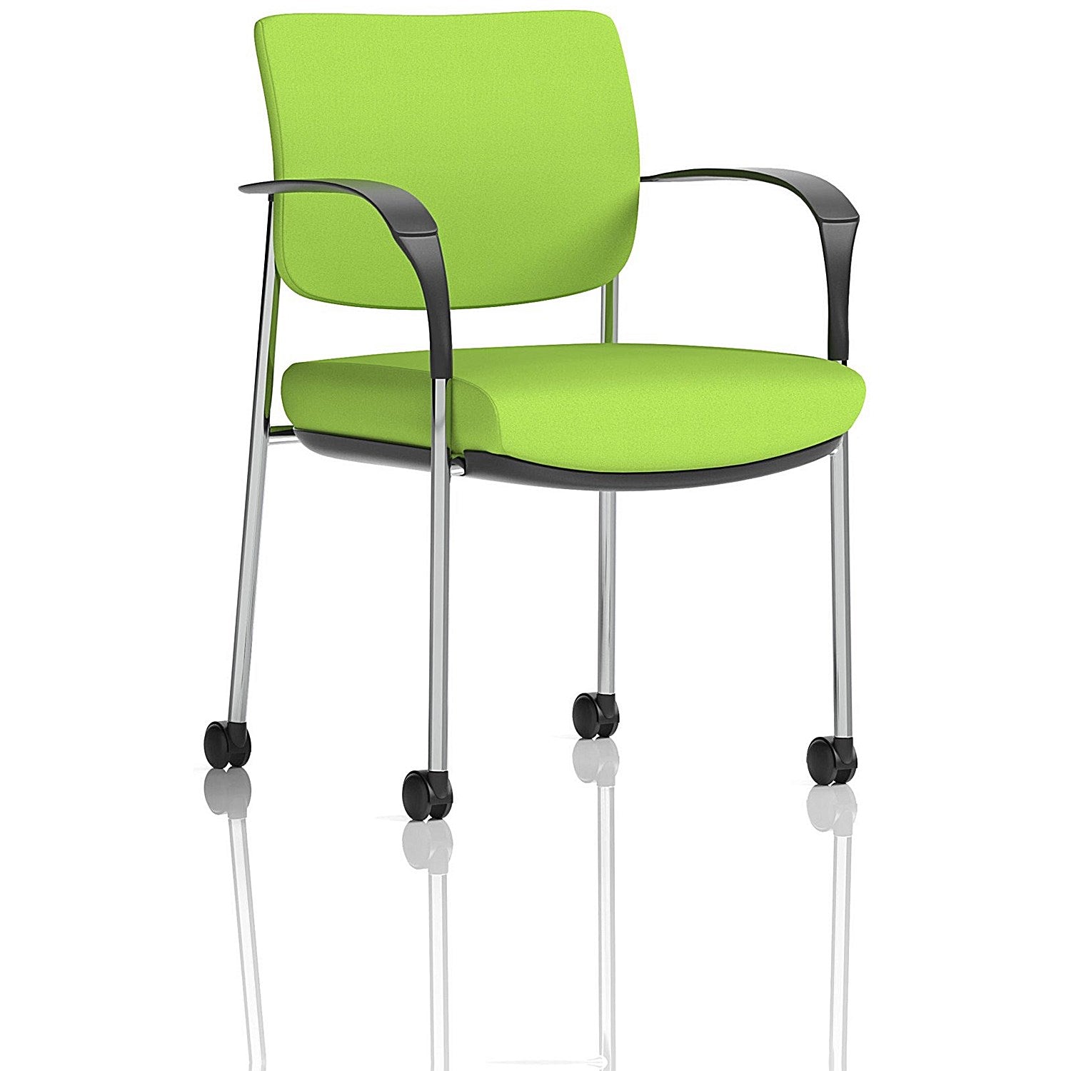 Brunswick Deluxe Visitors Chair, Chrome Frame, With Arms and Castors, Myrrh Green Easy2Order : KCUP2116