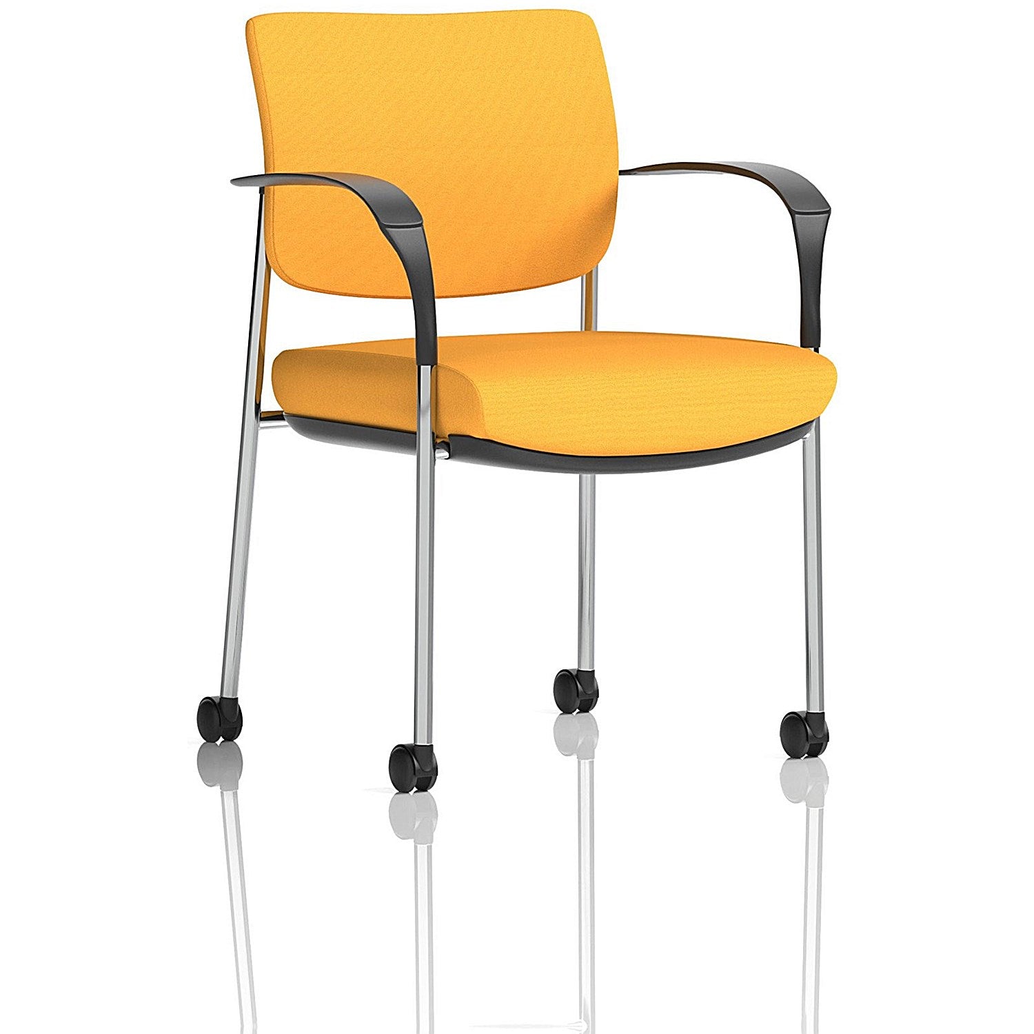 Brunswick Deluxe Visitors Chair, Chrome Frame, With Arms and Castors, Senna Yellow Easy2Order : KCUP2117