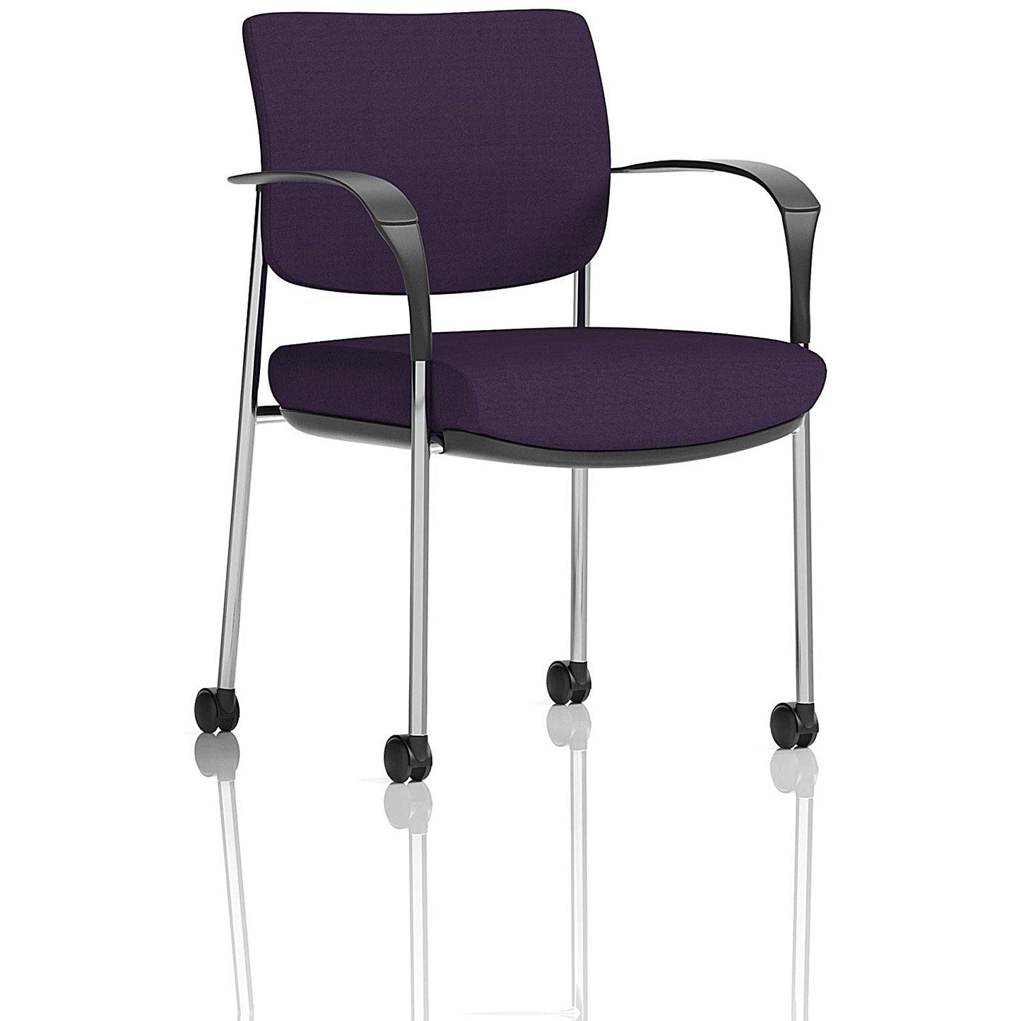 Brunswick Deluxe Visitors Chair, Chrome Frame, With Arms and Castors, Tansy Purple Easy2Order : KCUP2120