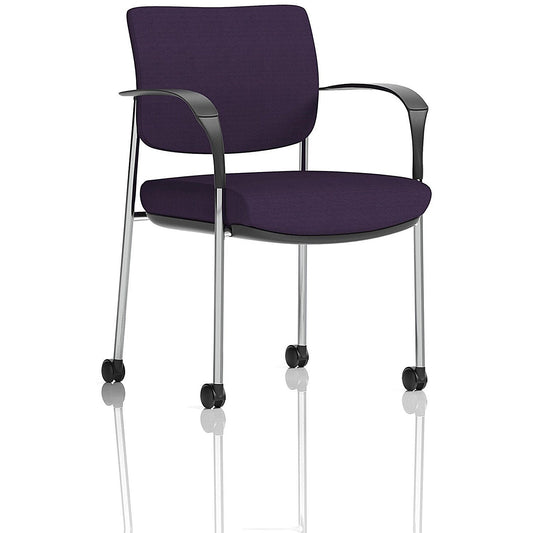 Brunswick Deluxe Visitors Chair, Chrome Frame, With Arms and Castors, Tansy Purple Easy2Order : KCUP2120