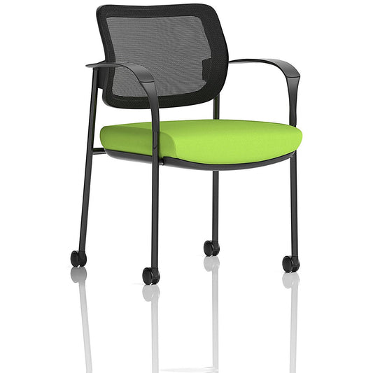 Brunswick Deluxe Visitors Chair, Black Frame, Mesh Back, With Arms and Castors, Myrrh Green Easy2Order : KCUP2124