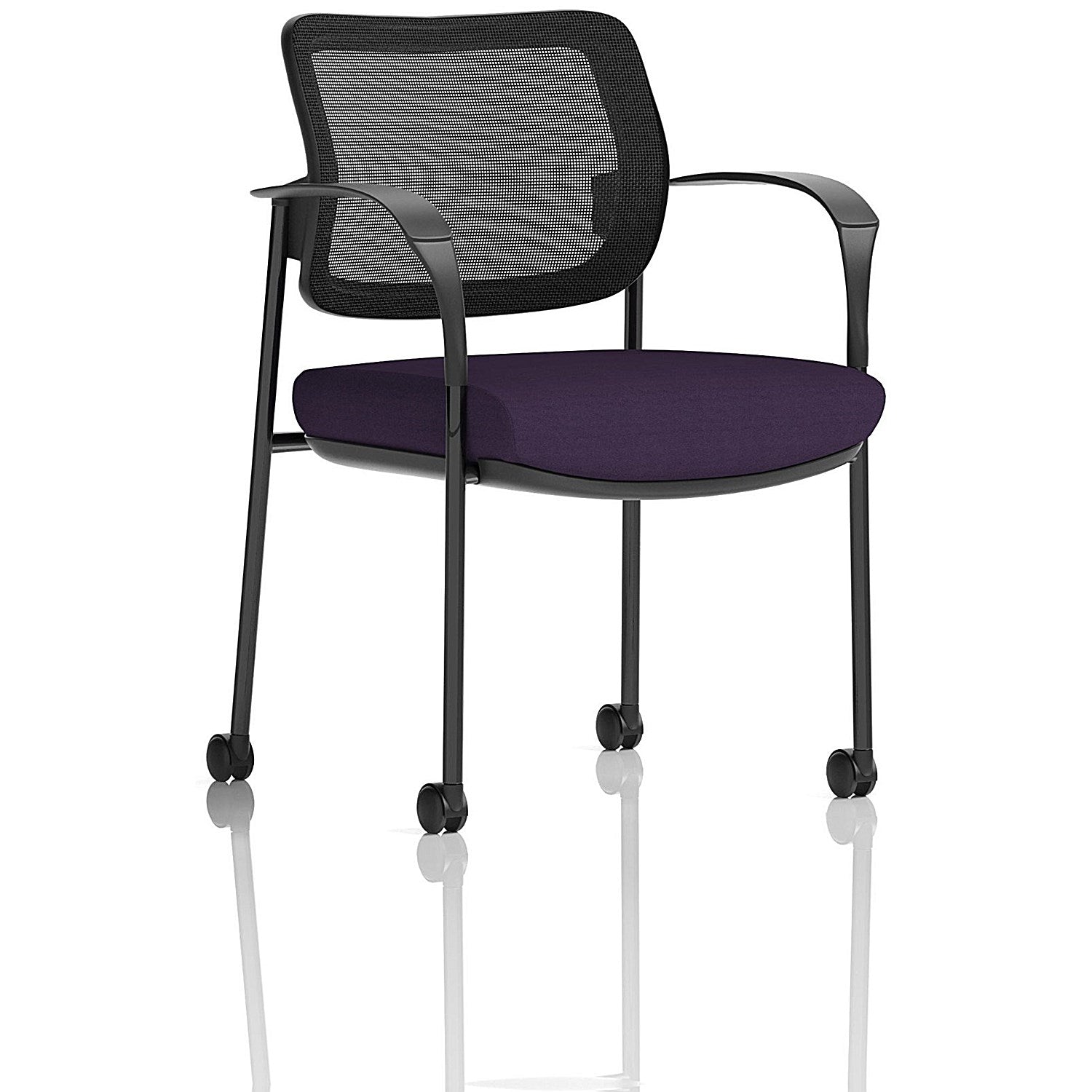 Brunswick Deluxe Visitors Chair, Black Frame, Mesh Back, With Arms and Castors, Tansy Purple Easy2Order : KCUP2128