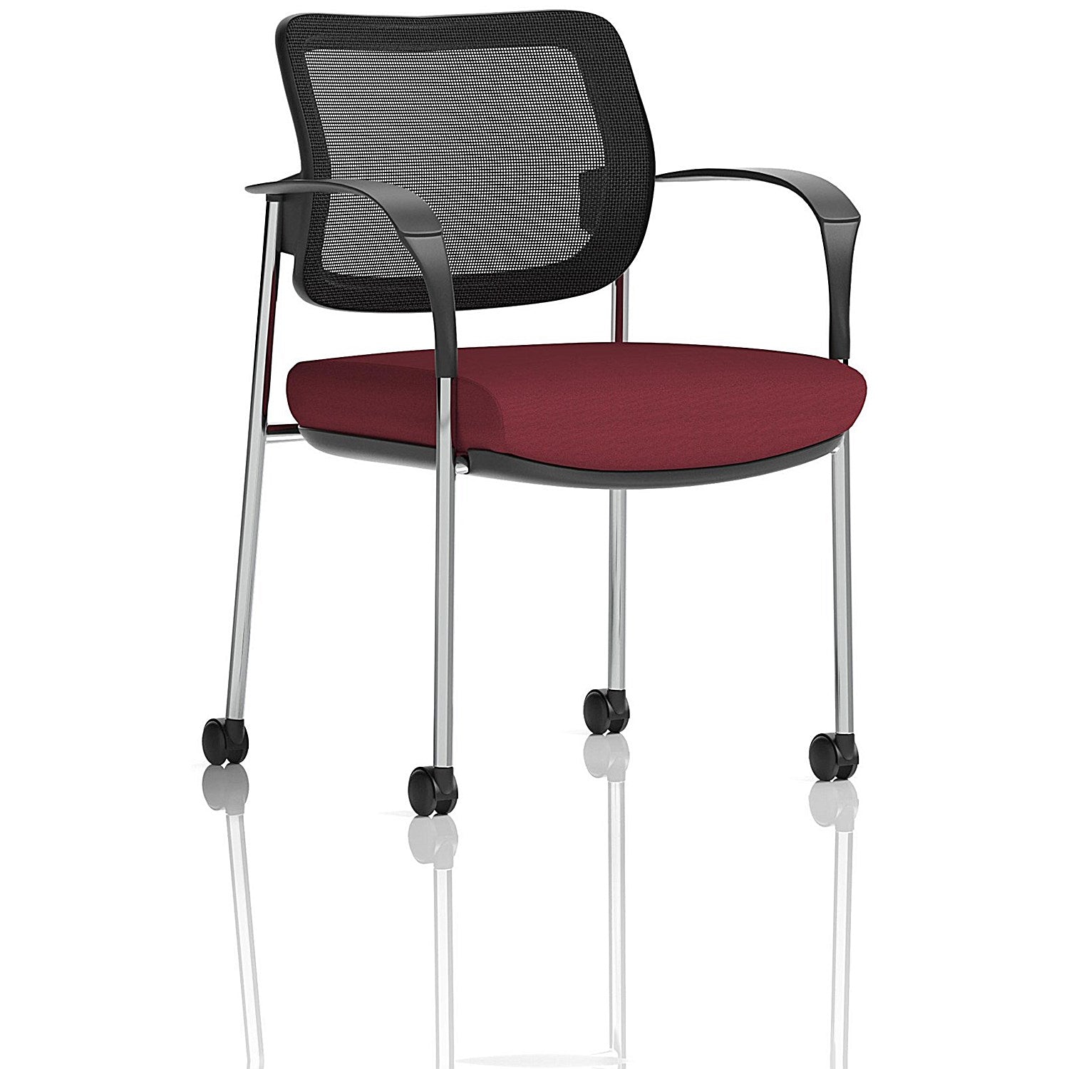 Brunswick Deluxe Visitors Chair, Chrome Frame, Black Back, Arms and Castors, Ginseng Chilli Easy2Order : KCUP2130