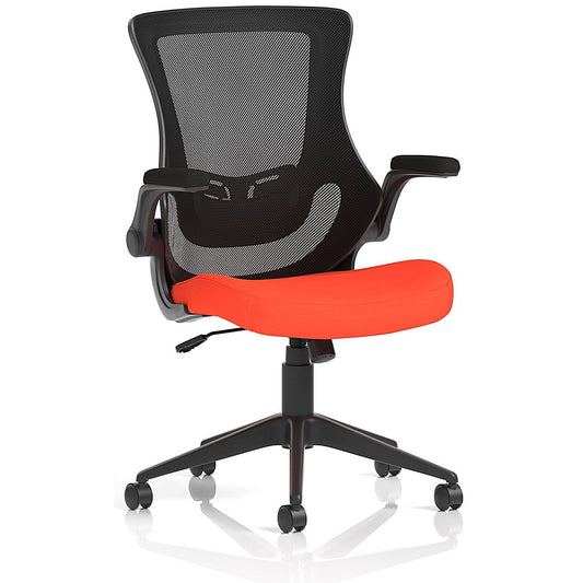Orbit Mesh Back Operator Chair, Folding Arms, Tabasco Orange Easy2Order : KCUP2140