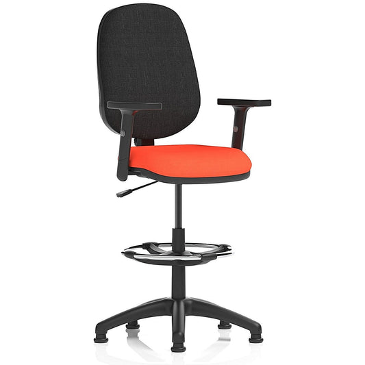 Eclipse Plus I High Rise Black Back Operator Chair, Tabasco Orange, Height Adjustable Arms Easy2Order : KCUP2175