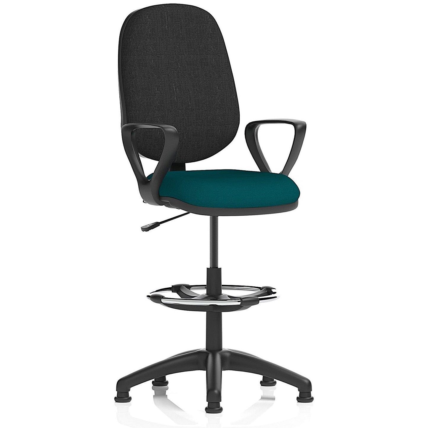 Eclipse Plus I High Rise Black Back Operator Chair, Maringa Teal, Fixed Height Arms Easy2Order : KCUP2179