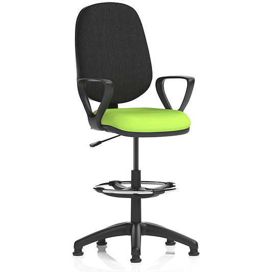 Eclipse Plus I High Rise Black Back Operator Chair, Myrrh Green, Fixed Height Arms Easy2Order : KCUP2180