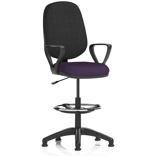 Eclipse Plus I High Rise Black Back Operator Chair, Tansy Purple, Fixed Height Arms Easy2Order : KCUP2184