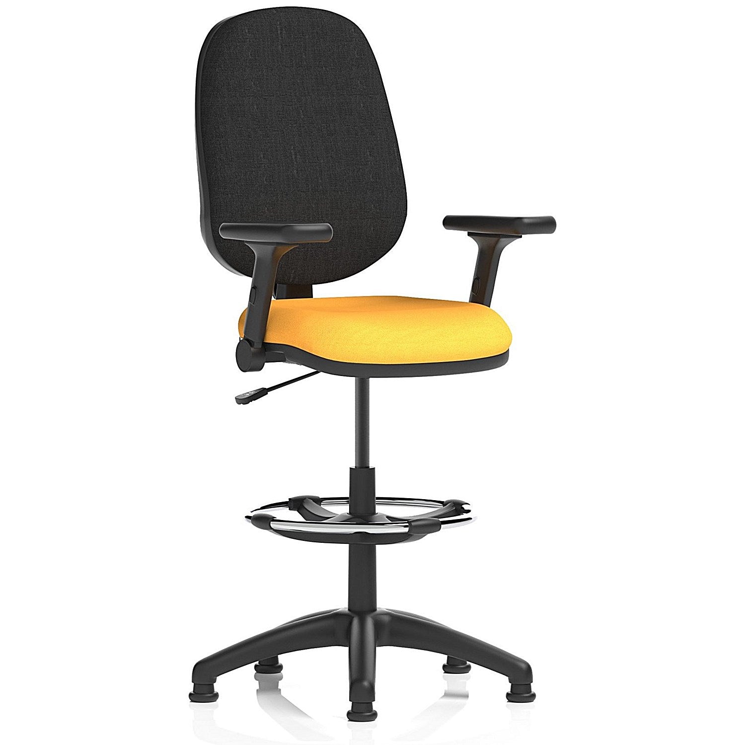 Eclipse Plus I High Rise Black Back Operator Chair, Senna Yellow, Height Adjustable And Folding Arms Easy2Order : KCUP2189