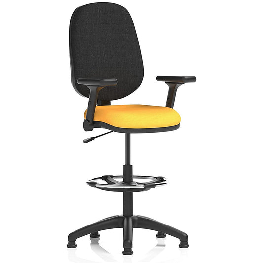 Eclipse Plus I High Rise Black Back Operator Chair, Senna Yellow, Height Adjustable And Folding Arms Easy2Order : KCUP2189