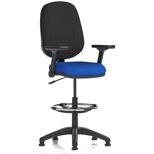Eclipse Plus I High Rise Black Back Operator Chair, Stevia Blue, Height Adjustable And Folding Arms Easy2Order : KCUP2190