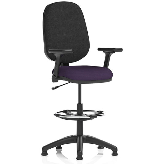 Eclipse Plus I High Rise Black Back Operator Chair, Tansy Purple, Height Adjustable And Folding Arms Easy2Order : KCUP2192