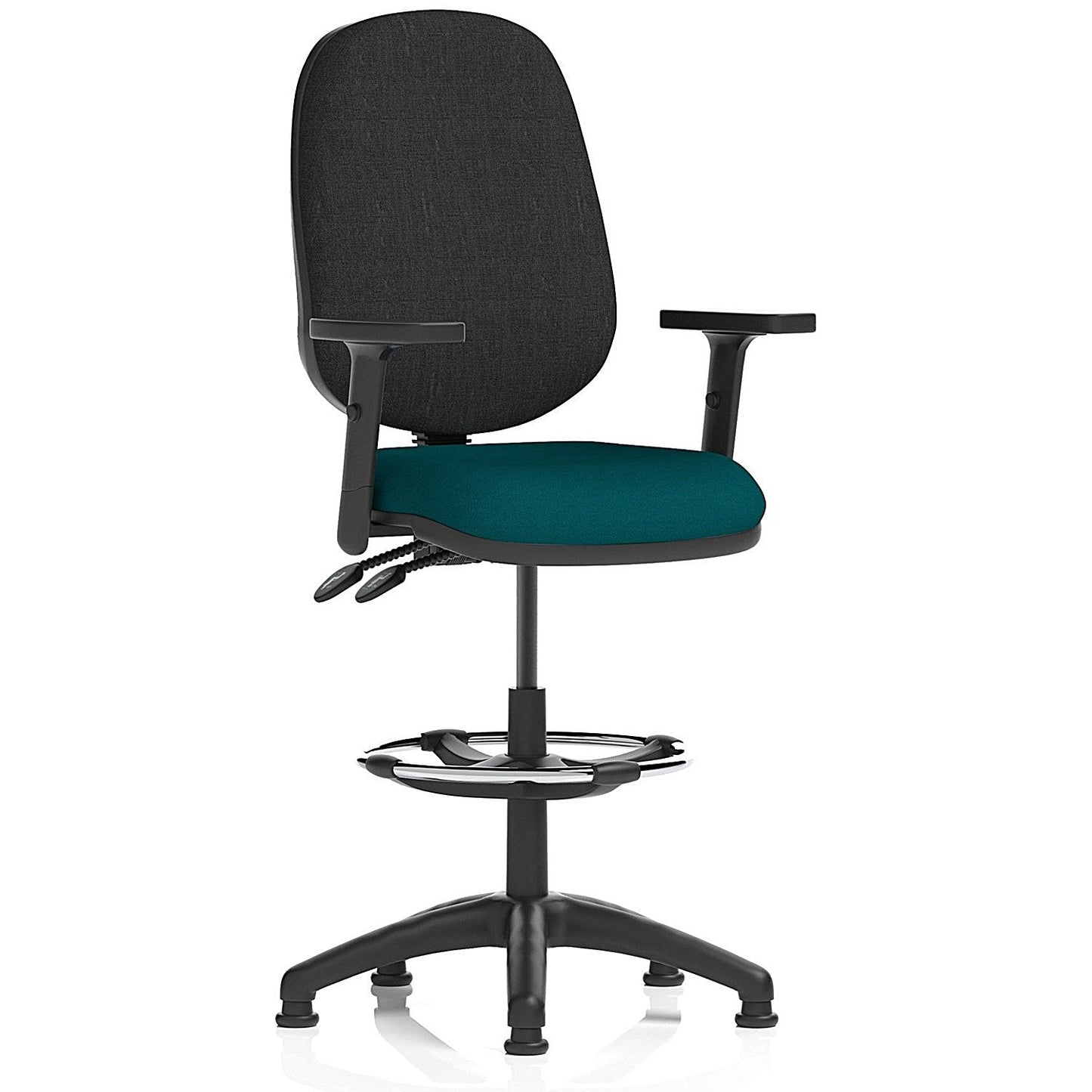 Eclipse Plus II High Rise Black Back Operator Chair, Maringa Teal, Height Adjustable Arms Easy2Order : KCUP2211