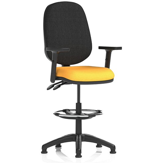 Eclipse Plus II High Rise Black Back Operator Chair, Senna Yellow, Height Adjustable Arms Easy2Order : KCUP2213
