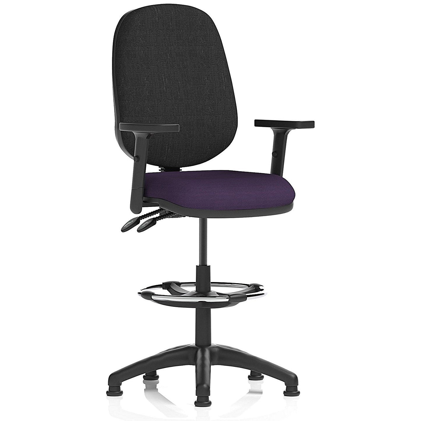 Eclipse Plus II High Rise Black Back Operator Chair, Tansy Purple, Height Adjustable Arms Easy2Order : KCUP2216