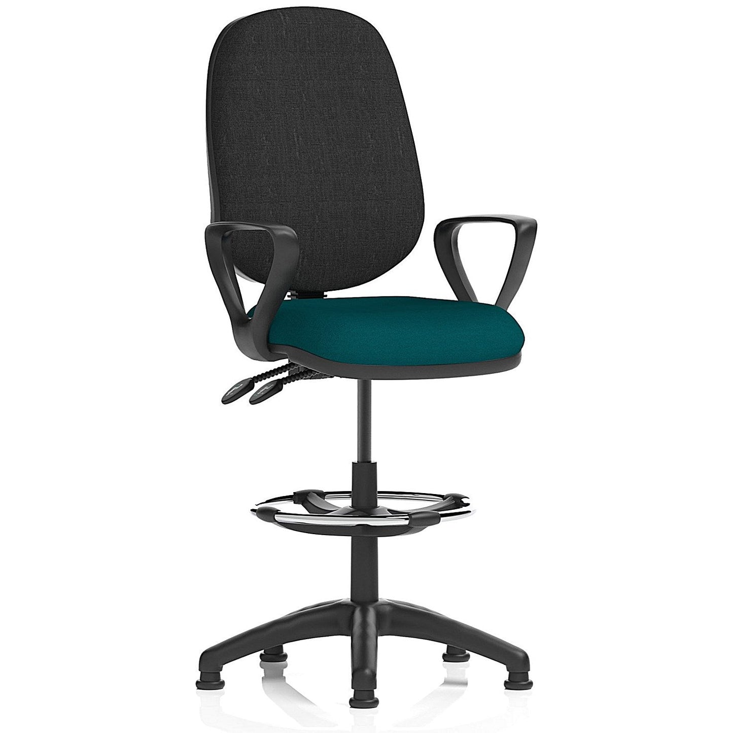 Eclipse Plus II High Rise Black Back Operator Chair, Maringa Teal, With Fixed Height Arms Easy2Order : KCUP2219