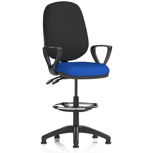 Eclipse Plus II High Rise Black Back Operator Chair, Stevia Blue, With Fixed Height Arms Easy2Order : KCUP2222