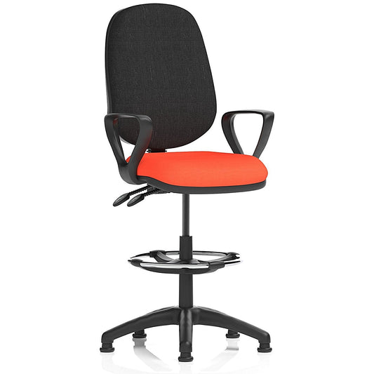 Eclipse Plus II High Rise Black Back Operator Chair, Tabasco Orange, With Fixed Height Arms Easy2Order : KCUP2223