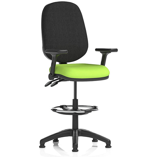 Eclipse Plus II High Rise Black Back Operator Chair, Myrrh Green, Folding Arms Easy2Order : KCUP2228