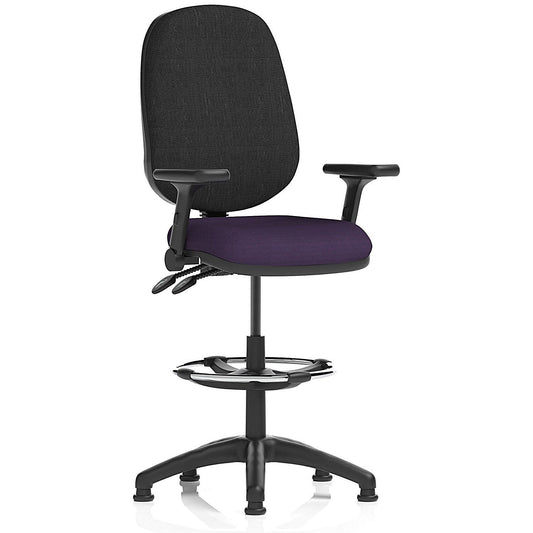 Eclipse Plus II High Rise Black Back Operator Chair, Tansy Purple, Folding Arms Easy2Order : KCUP2232
