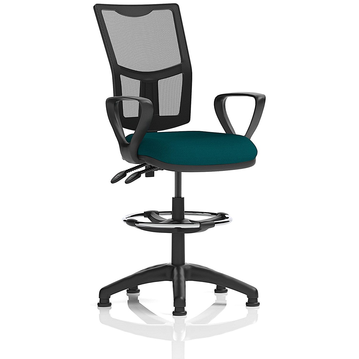 Eclipse Plus II High Rise Mesh Back Operator Chair, Maringa Teal, With Fixed Height Arms Easy2Order : KCUP2252