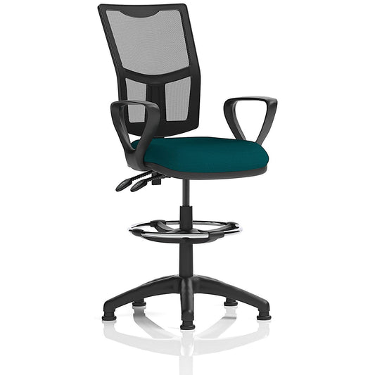 Eclipse Plus II High Rise Mesh Back Operator Chair, Maringa Teal, With Fixed Height Arms Easy2Order : KCUP2252