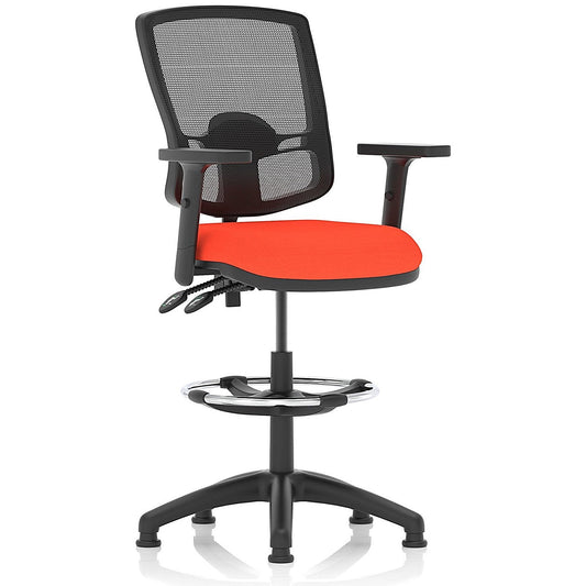 Eclipse Plus II High Rise Deluxe Mesh Back Operator Chair, Tabasco Orange, Height Adjustable Arms Easy2Order : KCUP2279