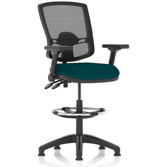 Eclipse Plus II High Rise Deluxe Mesh Back Operator Chair, Maringa Teal, Folding Arms Easy2Order : KCUP2291