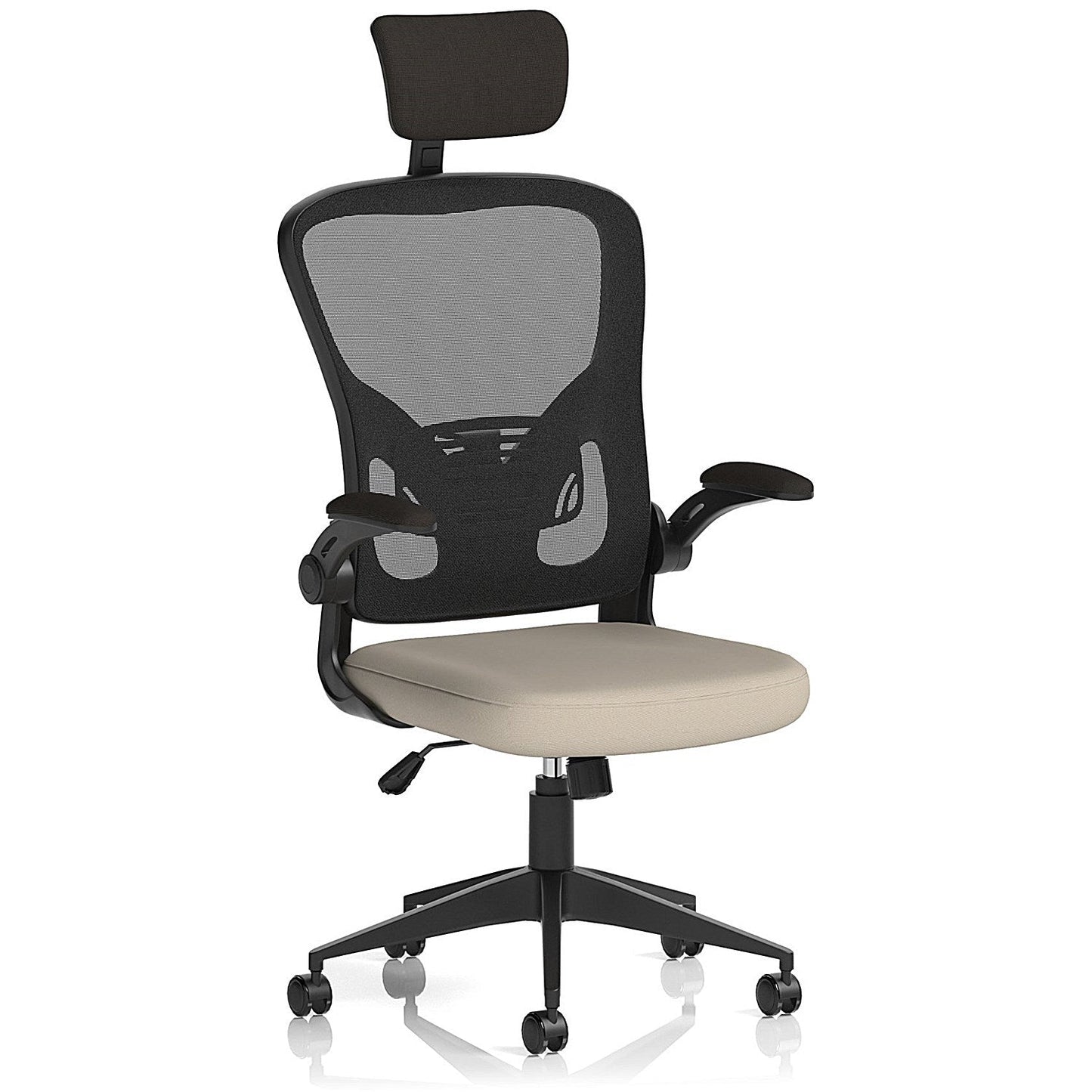 Ace Executive Mesh Back Chair With Headrest, Folding Arms, Quest Salt Easy2Order : KCUP2377