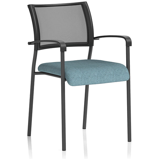 Brunswick Black Frame Mesh Back Chair, With Arms, Rivet Quench Easy2Order : KCUP2395