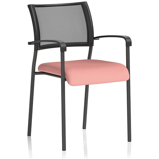 Brunswick Black Frame Mesh Back Chair, With Arms, Quest Shrimp Easy2Order : KCUP2403