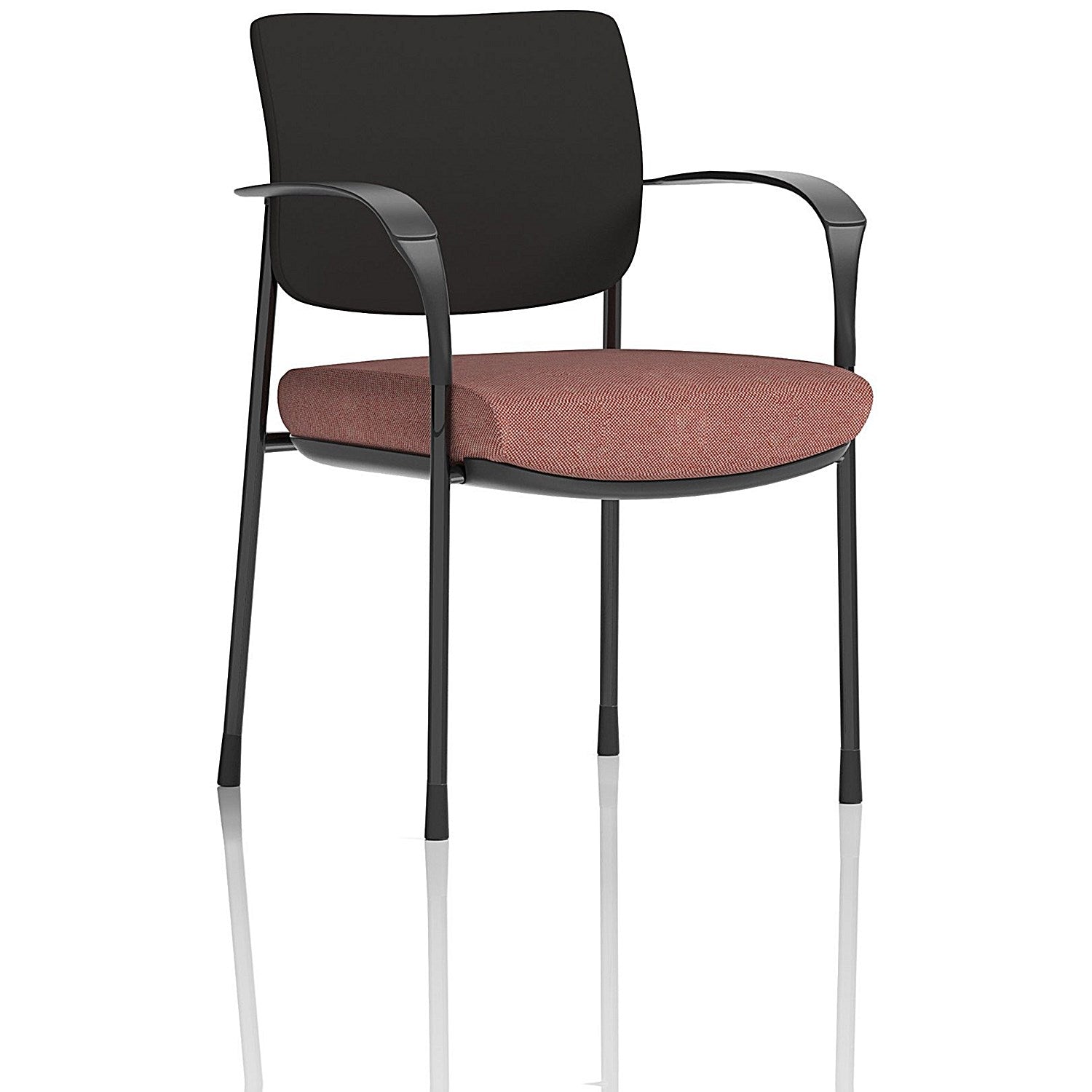 Brunswick Deluxe Black Frame Black Back Visitor Chair, With Arms, Rivet Forge Easy2Order : KCUP2453
