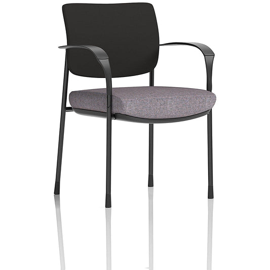 Brunswick Deluxe Black Frame Black Back Visitor Chair, With Arms, Rivet Fuse Easy2Order : KCUP2454