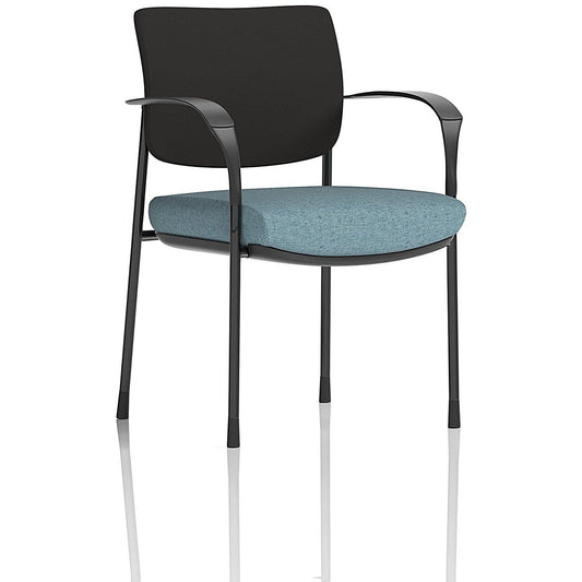 Brunswick Deluxe Black Frame Black Back Visitor Chair, With Arms, Rivet Quench Easy2Order : KCUP2455