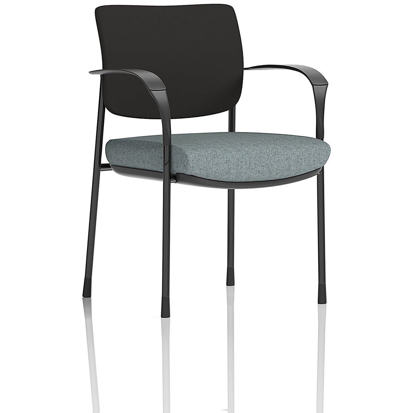 Brunswick Deluxe Black Frame Black Back Visitor Chair, With Arms, Rivet Tensile Easy2Order : KCUP2456