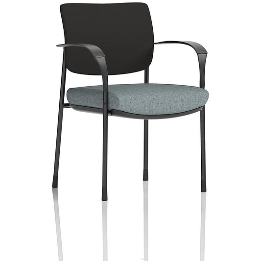 Brunswick Deluxe Black Frame Black Back Visitor Chair, With Arms, Rivet Tensile Easy2Order : KCUP2456