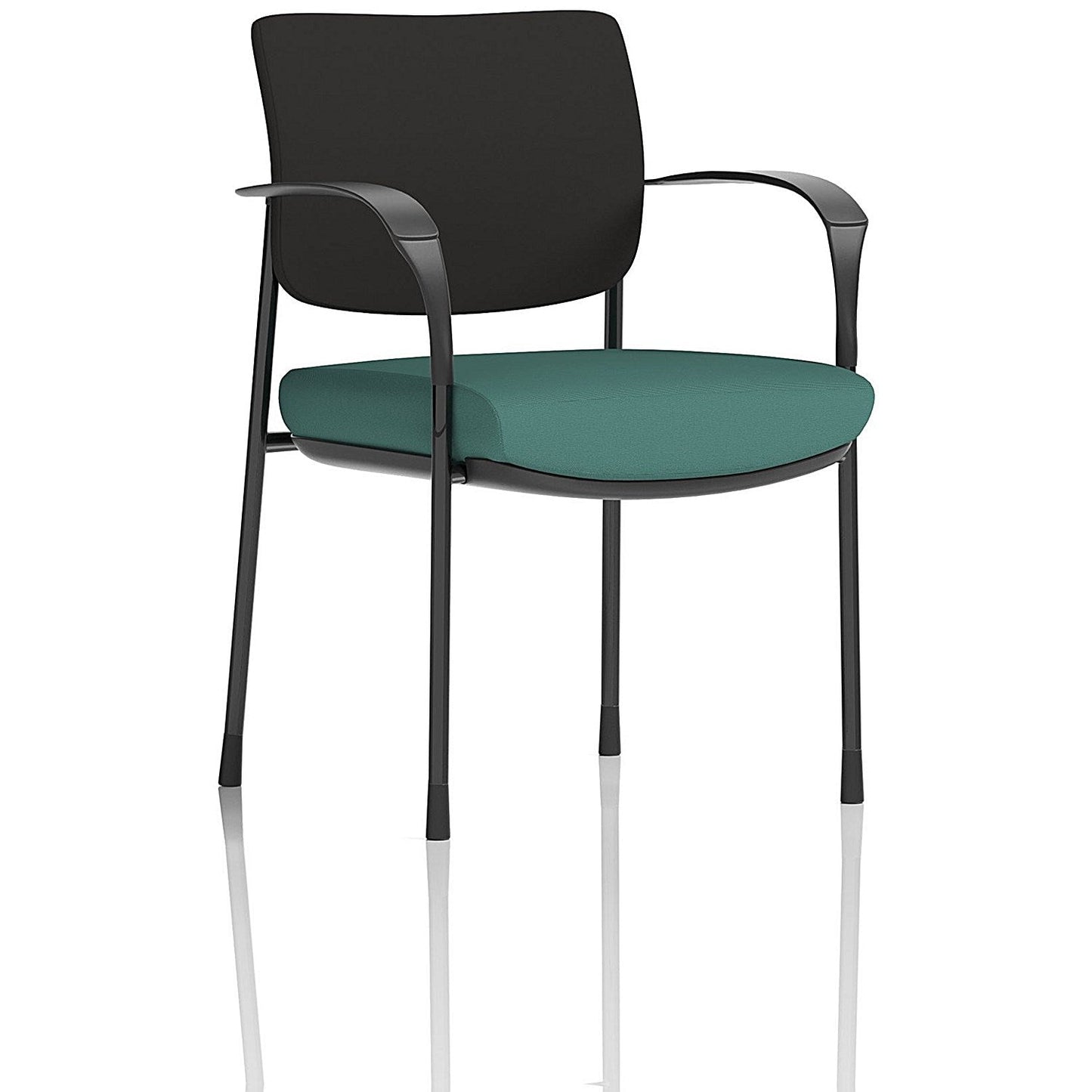 Brunswick Deluxe Black Frame Black Back Visitor Chair, With Arms, Quest Kelp Easy2Order : KCUP2458