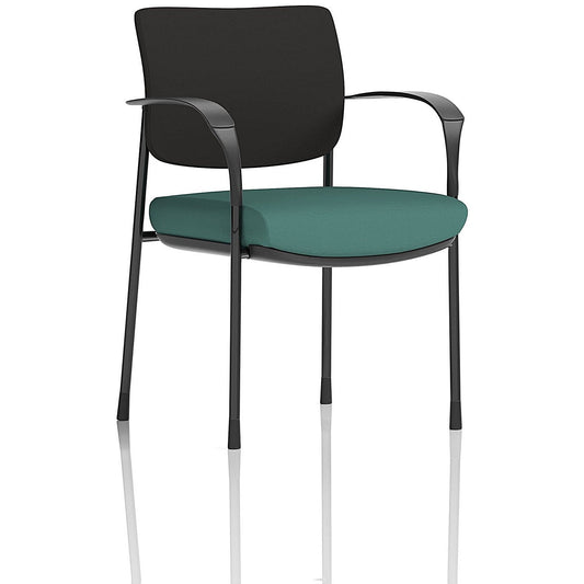 Brunswick Deluxe Black Frame Black Back Visitor Chair, With Arms, Quest Kelp Easy2Order : KCUP2458