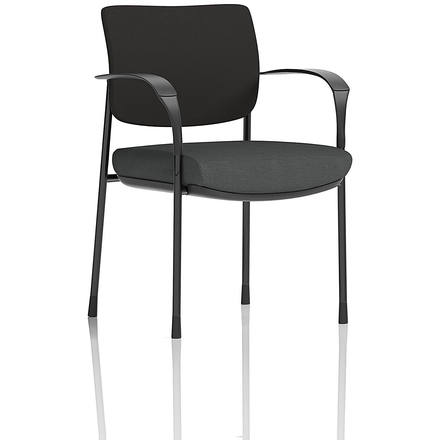 Brunswick Deluxe Black Frame Black Back Visitor Chair, With Arms, Quest Mussel Easy2Order : KCUP2460