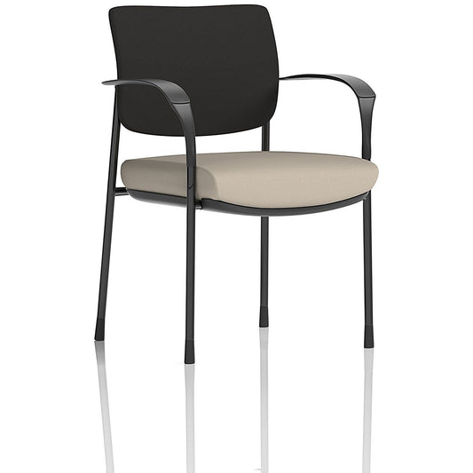 Brunswick Deluxe Black Frame Black Back Visitor Chair, With Arms, Quest Salt Easy2Order : KCUP2461